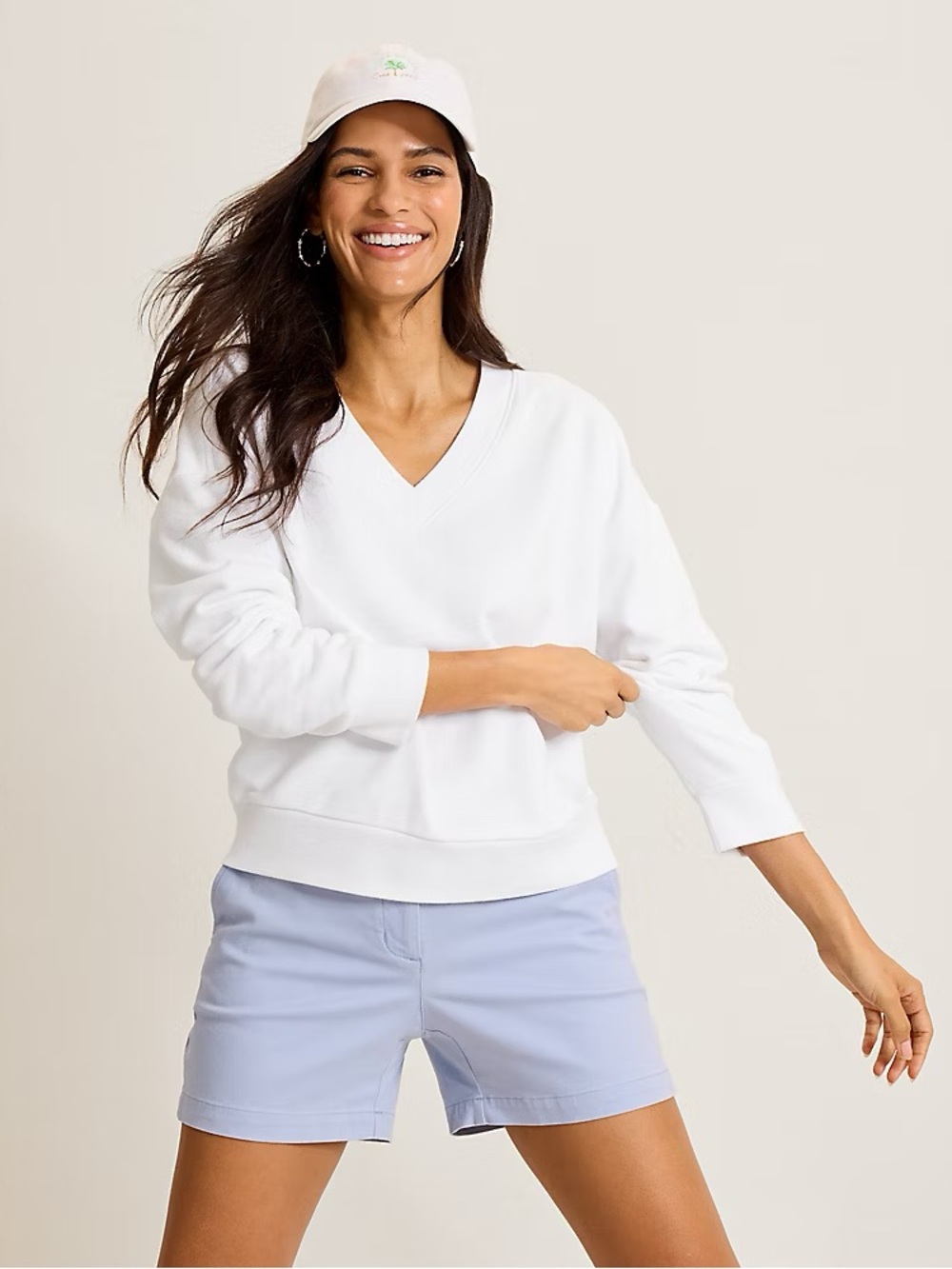 ATM Cropped Sweater size S White Long Sleeve Slouchy Pocket V-Neck FUZZY SOFT